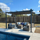 PURPLE LEAF Outdoor Pergola with Retractable Canopy Aluminum Shelter for Porch Garden  Beach Shade Pavilion Pergola Modern Backyard Deck