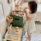 ROBUD Wooden 3 Pieces Kids Kitchen Playset -  Vintage Green