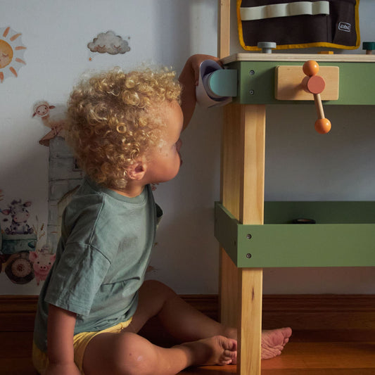 ROBUD Wooden Kids Tool Bench - Avocado Green