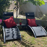 PURPLE LEAF Patio Chaise Lounge Set Outdoor Beach Pool Sunbathing Lawn Lounger Recliner Chair Outside Chairs with Side Table Included