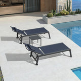 PURPLE LEAF Outdoor Lounge Chair Patio Chaise Pool Lounger Aluminum Frame with Side Table and Wheels for Outside Sunbathing Tanning Recliner Including Pillows