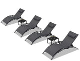 PURPLE LEAF Patio Chaise Lounge Set Outdoor Beach Pool Sunbathing Lawn Lounger Recliner Chair Outside Chairs with Side Table Included
