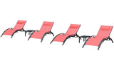 PURPLE LEAF Patio Chaise Lounge Set Outdoor Beach Pool Sunbathing Lawn Lounger Recliner Chair Outside Chairs with Side Table Included