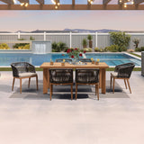 PURPLE LEAF Patio Dining Set with Sunbrella Fabric Cushions and Aluminum Table All-Weather Wicker Patio Table Set for Deck