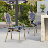PURPLE LEAF Patio Dining Chair Set of 2 French Aluminium Frame Chairs with Rattan for Indoor Kitchen Deck Bistros Cafe Restaurant