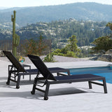 PURPLE LEAF Patio Chaise Lounge Textilene Pool with Wheels Sunbathing Chair for Outdoor, Beach, Yard, Side Table Included