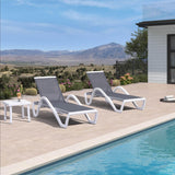PURPLE LEAF Patio Chaise Lounge Chair Outdoor Plastic Textilene Sun Bathing Recliner Tanning Pool Lounger with 6 Adjustable Position for Outside Beach in-Pool Lawn Poolside