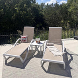 PURPLE LEAF Patio Chaise Lounge Chair Outdoor Plastic Textilene Sun Bathing Recliner Tanning Pool Lounger with 6 Adjustable Position for Outside Beach in-Pool Lawn Poolside