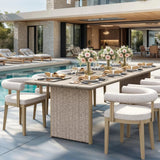PURPLE LEAF Patio Dining Set Luxury Modern Conversation Set Aluminum Large Rectangle Dining Table and Chairs with Olefin Cushion Outdoor Furniture Set for Garden Porch Deck Backyard