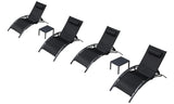PURPLE LEAF Patio Chaise Lounge Set Outdoor Beach Pool Sunbathing Lawn Lounger Recliner Chair Outside Chairs with Side Table Included