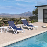 PURPLE LEAF Patio Chaise Lounge Chair Outdoor Plastic Textilene Sun Bathing Recliner Tanning Pool Lounger with 6 Adjustable Position for Outside Beach in-Pool Lawn Poolside