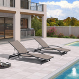 PURPLE LEAF Patio Lounge Chair with Canopy Shade Outdoor Chaise Lounge Chair Set of 2 for Lawn Poolside Backyard Sunbathing Tanning Chairs with Arm