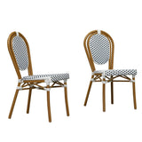 PURPLE LEAF Patio Dining Chair Set of 2 French Aluminium Frame Chairs with Rattan for Indoor Kitchen Deck Bistros Cafe Restaurant
