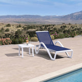 PURPLE LEAF Patio Chaise Lounge Chair Outdoor Plastic Textilene Sun Bathing Recliner Tanning Pool Lounger with 6 Adjustable Position for Outside Beach in-Pool Lawn Poolside