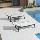 PURPLE LEAF Outdoor Lounge Chair Patio Chaise Pool Lounger Aluminum Frame with Side Table and Wheels for Outside Sunbathing Tanning Recliner Including Pillows