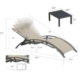 PURPLE LEAF Patio Chaise Lounge Set Outdoor Beach Pool Sunbathing Lawn Lounger Recliner Chair Outside Chairs with Side Table Included
