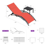 PURPLE LEAF Patio Chaise Lounge Set Outdoor Beach Pool Sunbathing Lawn Lounger Recliner Chair Outside Chairs with Side Table Included