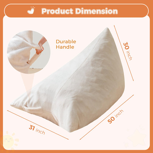 MAXYOYO Kids Bean Bag Chair - Handle Design, High-Density Foam Floor Lounger, White