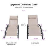 PURPLE LEAF Patio Chaise Lounge Set Outdoor Beach Pool Sunbathing Lawn Lounger Recliner Chair Outside Chairs with Side Table Included