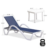 PURPLE LEAF Patio Chaise Lounge Chair Outdoor Plastic Textilene Sun Bathing Recliner Tanning Pool Lounger with 6 Adjustable Position for Outside Beach in-Pool Lawn Poolside