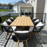 PURPLE LEAF Teak Patio Dining Set with Cushions and Pillow All-Weather Wicker Patio Table Set for Garden, Deck, and Yard