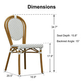 PURPLE LEAF Patio Dining Chair Set of 2 French Aluminium Frame Chairs with Rattan for Indoor Kitchen Deck Bistros Cafe Restaurant