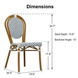 PURPLE LEAF Patio Dining Chair Set of 2 French Aluminium Frame Chairs with Rattan for Indoor Kitchen Deck Bistros Cafe Restaurant