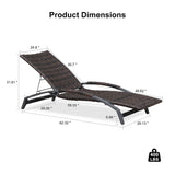 PURPLE LEAF Patio Chaise Lounge Chair Set of 2 Wicker Tanning Outdoor Pool Adjustable Recliner Chair for Outside Beach Poolside Sunbathing Lounger