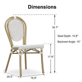 PURPLE LEAF Patio Dining Chair Set of 2 French Aluminium Frame Chairs with Rattan for Indoor Kitchen Deck Bistros Cafe Restaurant