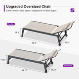 PURPLE LEAF Outdoor Lounge Chair Patio Chaise Pool Lounger Aluminum Frame with Side Table and Wheels for Outside Sunbathing Tanning Recliner Including Pillows