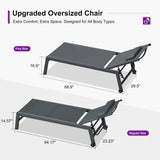 PURPLE LEAF Outdoor Lounge Chair Patio Chaise Pool Lounger Aluminum Frame with Side Table and Wheels for Outside Sunbathing Tanning Recliner Including Pillows