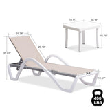 PURPLE LEAF Patio Chaise Lounge Chair Outdoor Plastic Textilene Sun Bathing Recliner Tanning Pool Lounger with 6 Adjustable Position for Outside Beach in-Pool Lawn Poolside