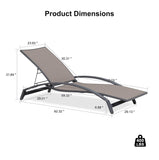 PURPLE LEAF Patio Lounge Chair with Canopy Shade Outdoor Chaise Lounge Chair Set of 2 for Lawn Poolside Backyard Sunbathing Tanning Chairs with Arm