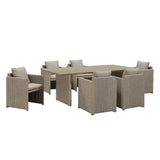 PURPLE LEAF Sanori Patio Dining Set Modern Large Weather-Resistant Table and Aluminum Chairs with Cushions for Garden Beige