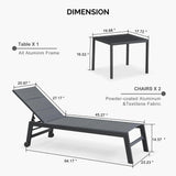 PURPLE LEAF Outdoor Aluminum Chaise Lounge with Wheels and Side Table for Outdoor Backyard Poolside