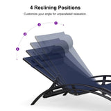 PURPLE LEAF Patio Chaise Lounge Set Outdoor Beach Pool Sunbathing Lawn Lounger Recliner Chair Outside Chairs with Side Table Included