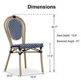 PURPLE LEAF Patio Dining Chair Set of 2 French Aluminium Frame Chairs with Rattan for Indoor Kitchen Deck Bistros Cafe Restaurant