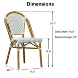 PURPLE LEAF Patio Dining Chair Set of 2 French Aluminium Frame Chairs with Rattan for Indoor Kitchen Deck Bistros Cafe Restaurant