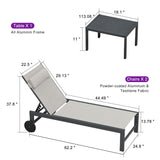 PURPLE LEAF Outdoor Lounge Chair Patio Chaise Pool Lounger Aluminum Frame with Side Table and Wheels for Outside Sunbathing Tanning Recliner Including Pillows
