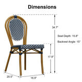 PURPLE LEAF Patio Dining Chair Set of 2 French Aluminium Frame Chairs with Rattan for Indoor Kitchen Deck Bistros Cafe Restaurant