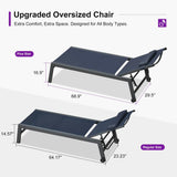 PURPLE LEAF Outdoor Lounge Chair Patio Chaise Pool Lounger Aluminum Frame with Side Table and Wheels for Outside Sunbathing Tanning Recliner Including Pillows