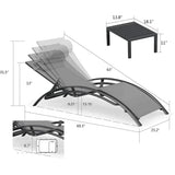 PURPLE LEAF Patio Chaise Lounge Set Outdoor Beach Pool Sunbathing Lawn Lounger Recliner Chair Outside Chairs with Side Table Included