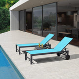 PURPLE LEAF Outdoor Chaise Lounge with Wheels Patio Lounge Chair Recliner