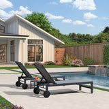 PURPLE LEAF Outdoor Chaise Lounge with Wheels Patio Lounge Chair Recliner