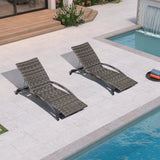 PURPLE LEAF Patio Lounge Chair with Canopy Shade Outdoor Chaise Lounge Chair Set of 2 for Lawn Poolside Backyard Sunbathing Tanning Chairs with Arm