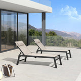 PURPLE LEAF Outdoor Lounge Chair Patio Chaise Pool Lounger Aluminum Frame with Side Table and Wheels for Outside Sunbathing Tanning Recliner Including Pillows
