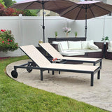 PURPLE LEAF Outdoor Chaise Lounge Chairs Set Recliner Aluminum Adjustable Chair with Wheels and Table for Poolside Beach Patio Reclining Sunbathing Lounger