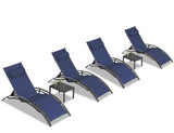 PURPLE LEAF Patio Chaise Lounge Set Outdoor Beach Pool Sunbathing Lawn Lounger Recliner Chair Outside Chairs with Side Table Included