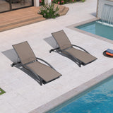 PURPLE LEAF Patio Lounge Chair with Canopy Shade Outdoor Chaise Lounge Chair Set of 2 for Lawn Poolside Backyard Sunbathing Tanning Chairs with Arm