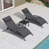 PURPLE LEAF Patio Chaise Lounge Set Outdoor Beach Pool Sunbathing Lawn Lounger Recliner Chair Outside Chairs with Side Table Included